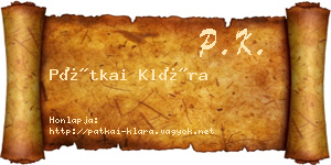 Pátkai Klára névjegykártya